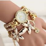 GettyGetty™Luxury Pearl Bracelet Wristwatch Elegant Flowers Rhinestone